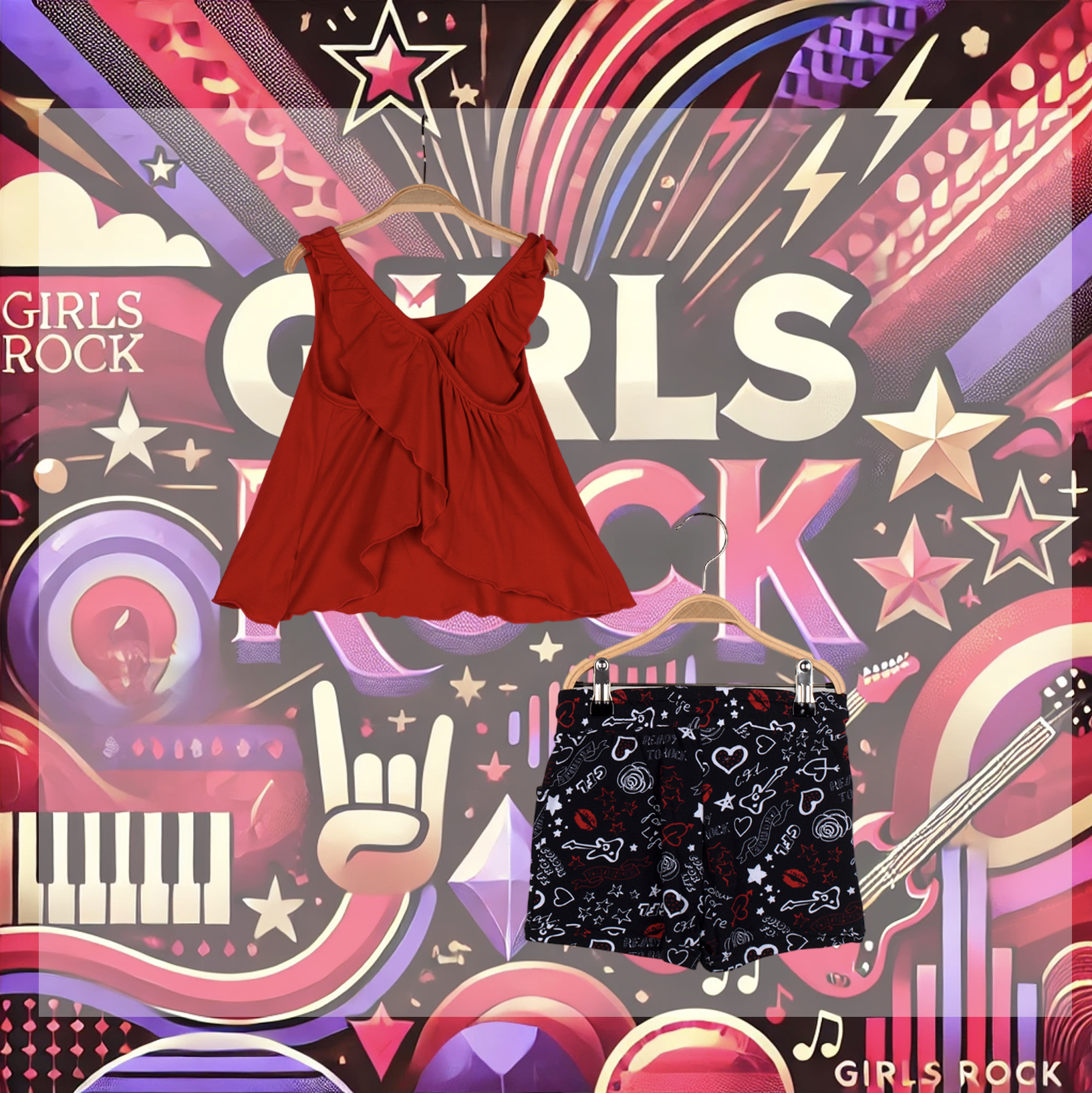 Set rot "Girls Rock" 2teilig