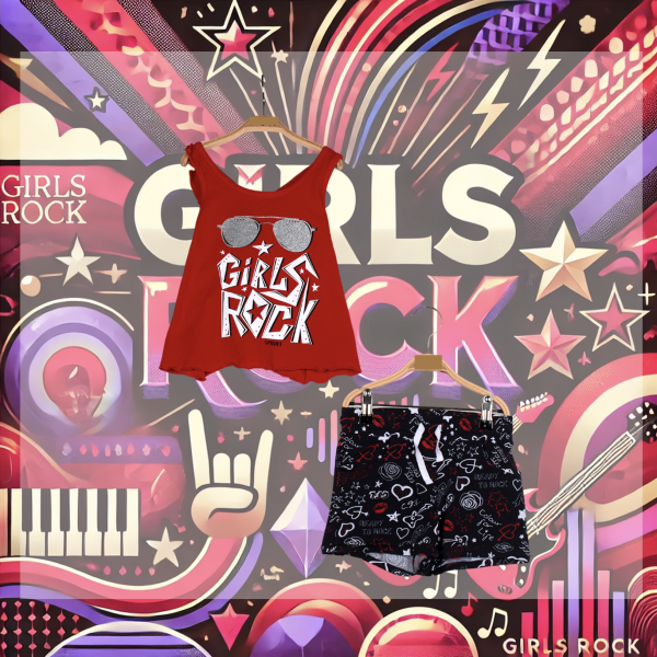 Set rot "Girls Rock" 2teilig