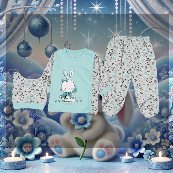 Neugeborenen-Set "Hasi mit Blume" 3teilig