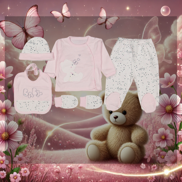 Neugeborenen-Set "Bärchen mit Schmetterling" 5teilig