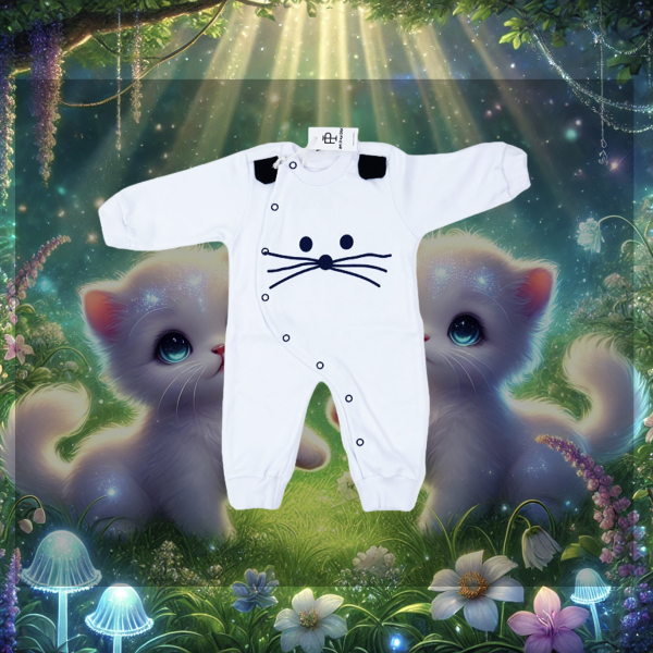Body "Katze" Langarm weiß