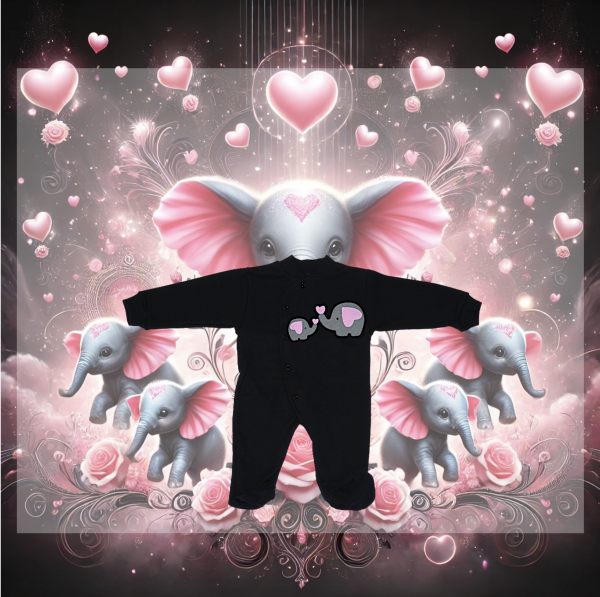 Body "Elefant" schwarz/rosa