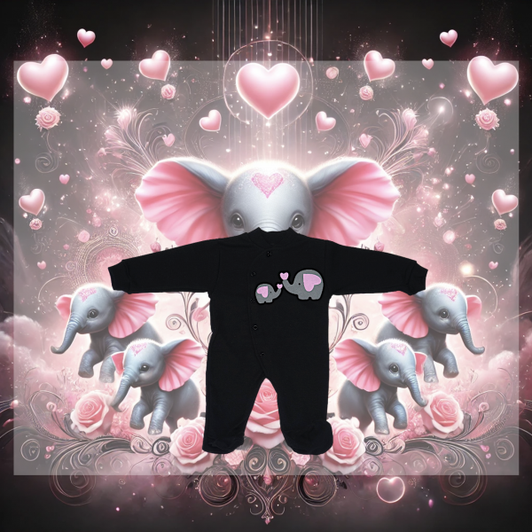 Body "Elefant" schwarz/rosa