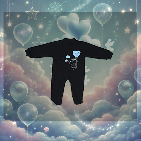 Body "Hase mit Herz" schwarz/blau