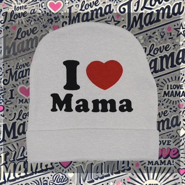 Mütze "I love Mama" hellgrau