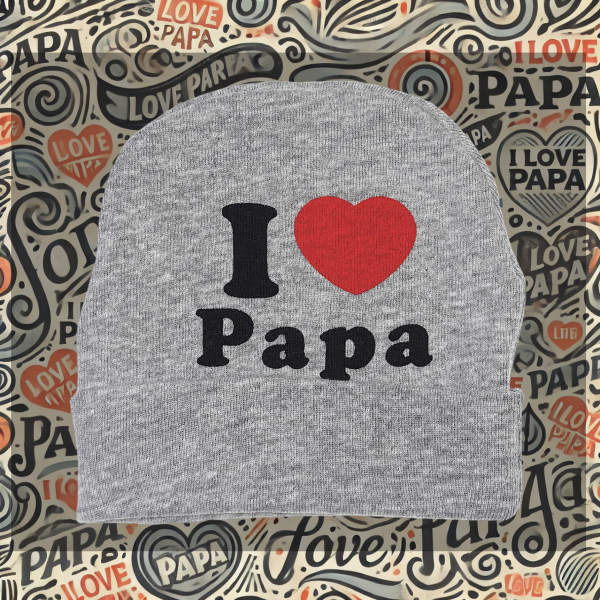 Mütze "I love Papa" grau