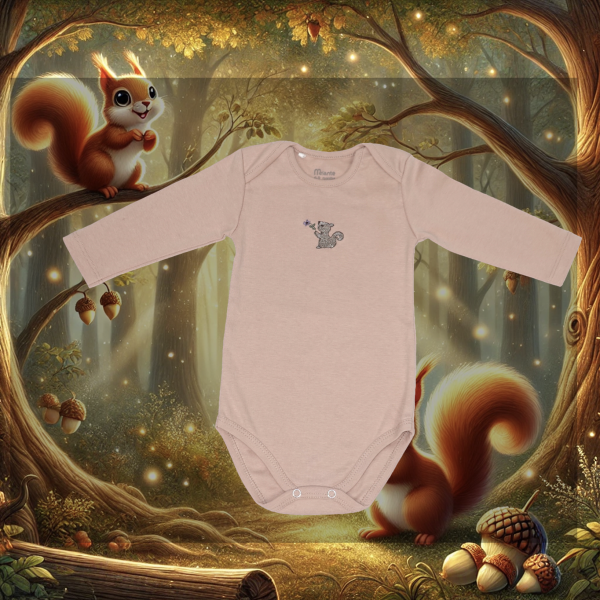 Body "Eichhörnchen mit Blume"  langarm braun