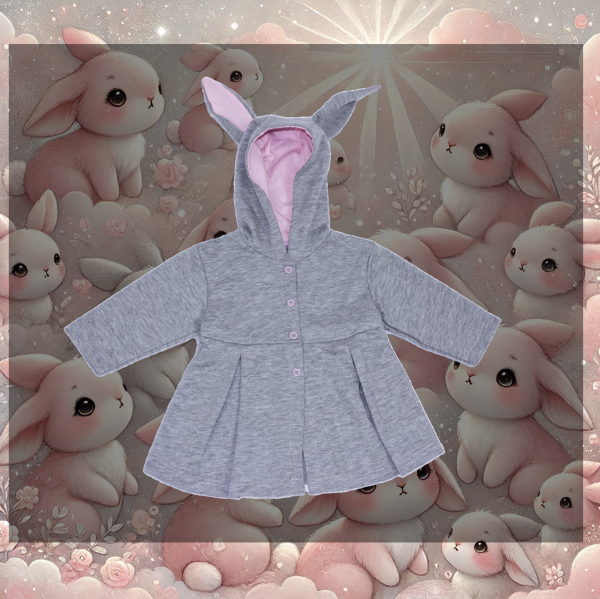 Kleid mit Kapuze grau/pink
