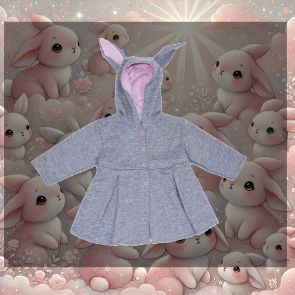 Kleid mit Kapuze grau/pink